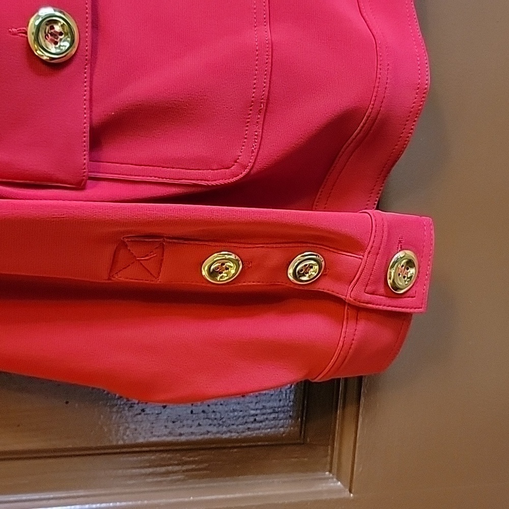 Boston Proper-Red long sleeved knit sweater with gold zippers  Size L. NWT. - Picture 5 of 13